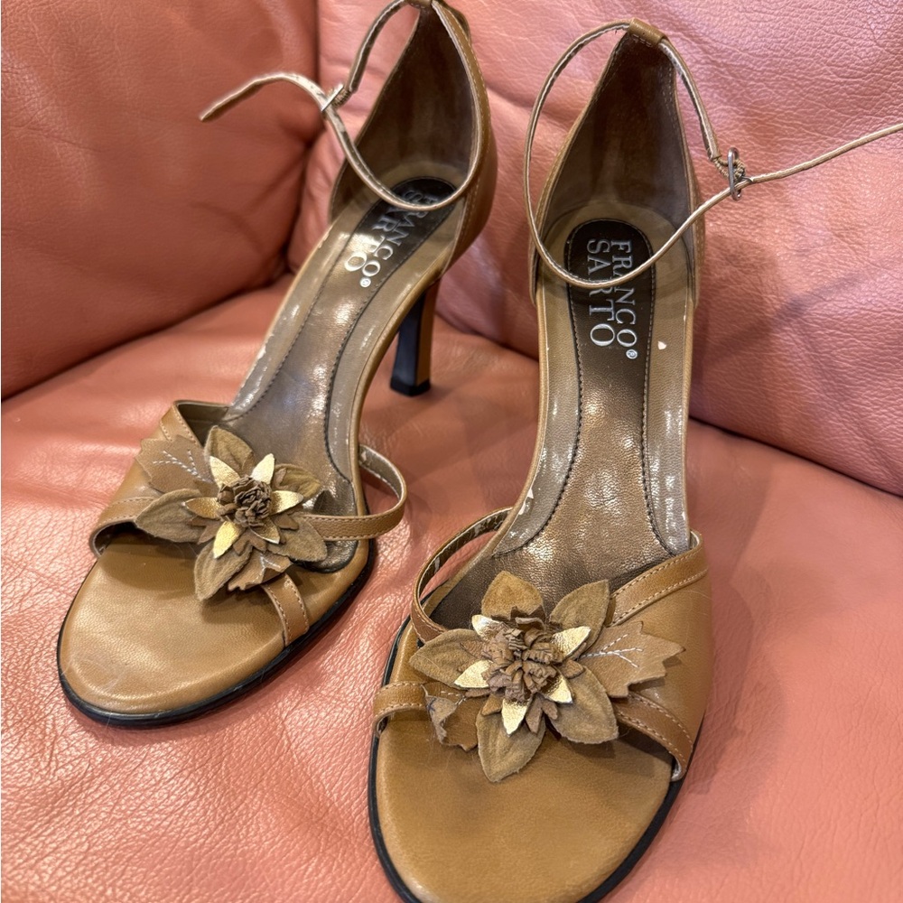 Franco Sarto Brown Floral Heeled Sandals